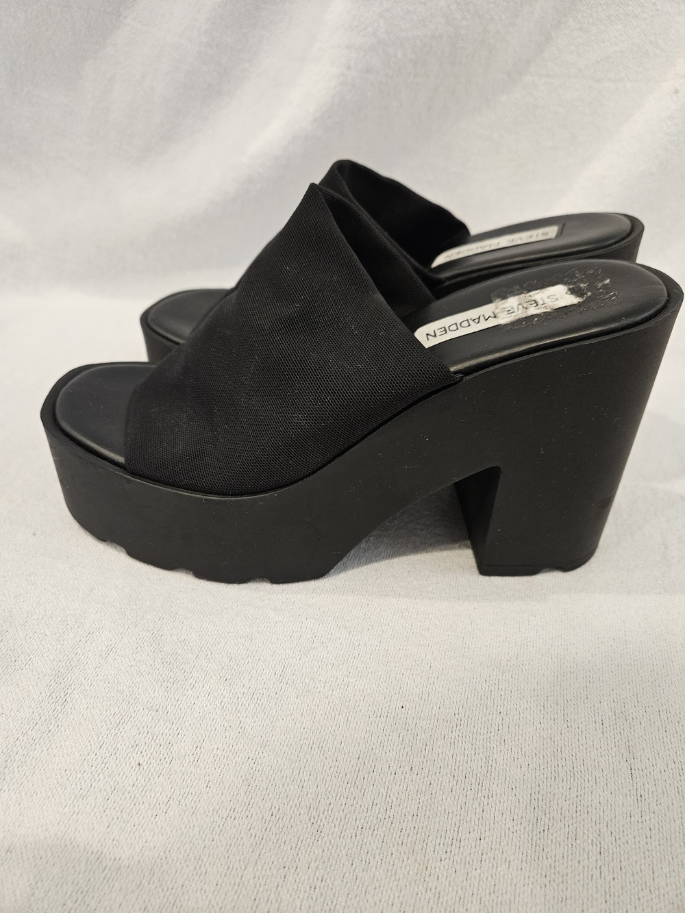 Steve Madden 37 Black Platform Slide Sandals Italy 90s Slinky 30 Mules 6.5 Y2K - Picture 2 of 7